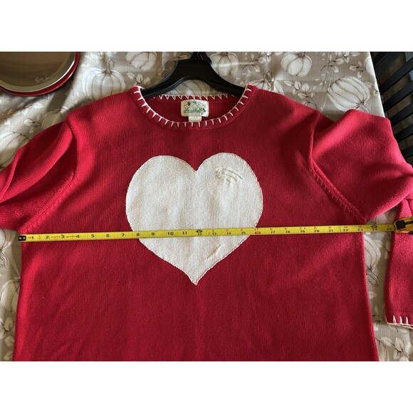 Quacker Factory Women’s Valentine Christmas Red Heart Embroidered Sweater Large - Picture 5 of 5